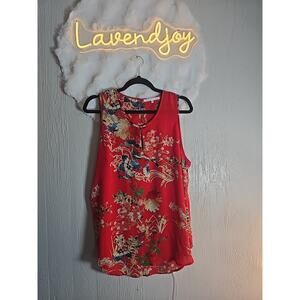 Violet + Claire Women's Blouse Top Plus Size XL Red Floral Chiffon